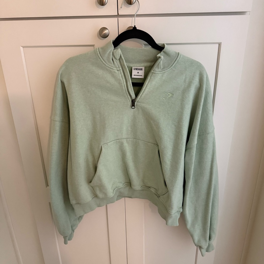 Gymshark Light Green Quarter-Zip Sweatshirt Medium